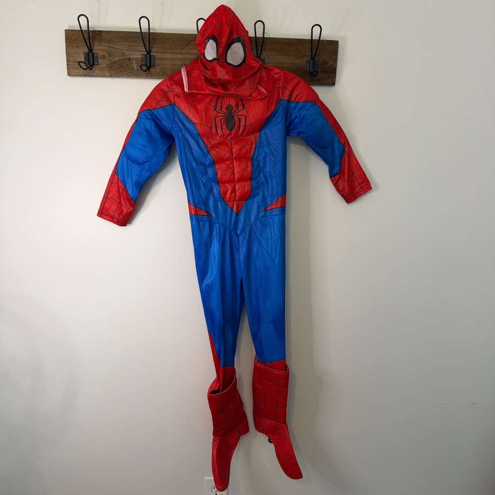 Marvel Spiderman Kids Costume Muscle Chest Jumpsuit with Mask Red Blue